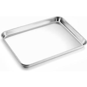 9 x 13 Inch Baking Sheet, Stainless Steel Quarter Sheet Pan for Baking & Roasting, Metal Cookie Toaster Oven Pan Tray, Heavy Duty & Dishwasher Safe, 1-Pack