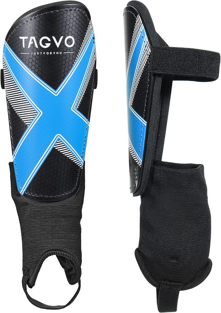 TAGVO Soccer Shin Guards for Kids Youth Adults, Protective Soccer Equipment for Boys Girls Men, Soccer Shin Pads for Kids S