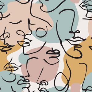 Modern Art Peel and Stick Wallpaper 17.71in X 118.1in Self Adhesive Removable WallPaper Abstract Colorful Human Face Pattern Contact Paper Waterproof Decorative Vinyl Wallpaper for Bedroom Living Room