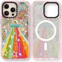 Rosarnnah for iPhone 16 Pro Case Cute - Compatible with Magsafe - Durable Shockproof 6.6 ft Drop Impact Phone Case - Funny ET Alien Design (6.3") Glitter Pink