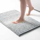 FRESHMINT Chunky Ombre Chenille Bathroom Rug 20"x32", Water Absorbent Soft Bath Rugs for Bathroom Floor, Thick Non Slip Cute Bath Mat Washable Quick Dry Shower Mats, Gray and White