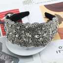Baroque Crystal Flower Headband for Women Big Wide Chunky Rhinestone Bead Hairband Hairwear Jeweled Head Accessories (H1066-white)