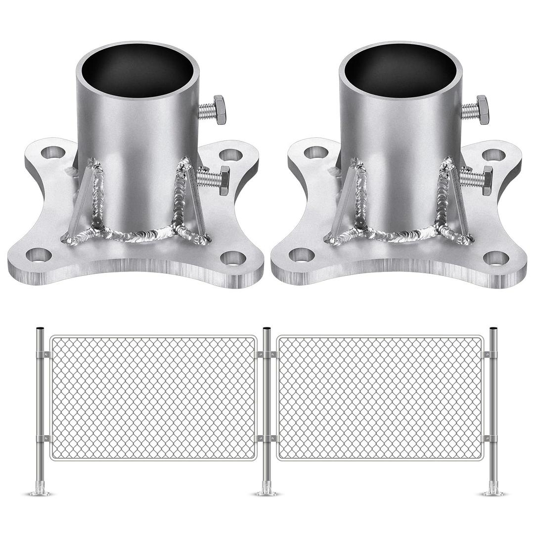 Zonon 2 Pcs 2 1/2 F Chain Link Fence Metal Post Base Parts (2 3/8 Od) Pipe Floor Flanges Galvanized Steel Round Posts, Outdoor