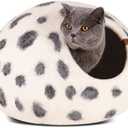 MEOWFIA Cat Cave – Premium Felt Cat Bed for Indoor Cats, Handmade Merino Wool (Snow Leopard, Medium)