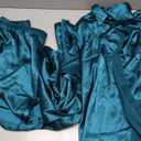 Ekouaer Silk Pajamas for Womens Set 2 Piece Satin Pjs Soft Button Down Sleepwear Wide Leg Long Pants with Pockets (Large, Blue Green)