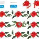 PATIKIL Wedding Car Flower, Artificial Flowers Bouquet Set Wedding Car Decoration for Decoration Handle Ornament Supplies Party, White, Red