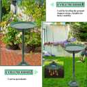 Bird Bath for Outside with Pedestal, Vintage Freestanding Garden Metal Birdbaths & Birdfeeder, Birdbaths Bowl Bird Baths for Outdoors Yard Garden Lawn Decor, Upgrade Dual-use Base (Dark Green)