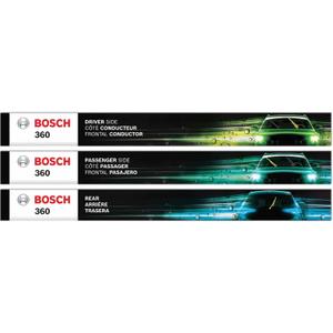 BOSCH B36007 360 Complete Vehicle Wiper Blade Replacement - Includes Front Beam Blades (Pair) + Rear Wiper Blade (1) - 26"/22"/11"