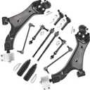 ASTARPRO - 2.4L Front End Kit for 2010-2017 GMC Terrain Chevy Equinox, Lower Control Arms w/Ball Joint Tie Rods Boots Front and Rear Sway Bars 2011 2012 2013 2014 2015 2016 Replacement - 12pc