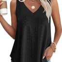 OFEEFAN Womens Tank Tops V Neck Sleeveless Flowy Loose Fit Basic Casual Summer Tops (Large, Black)