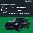 Window Visors Rain Guards fits 2018-2026 VW Atlas Cross Sport with Stainless Steel Trim, Out-Channel Side Window Wind Deflectors Vent Shades Accessories, 2019 2020 2021 2022 2023 2024 2025