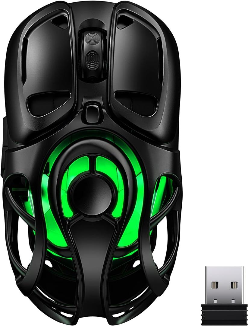 Wireless Gaming Mouse, Tri-Mode 2.4G/USB-C/Bluetooth 5.3 RGB Wireless Mouse, 10000 DPI, 60Hrs Battery, Ultra-Light Ergonomic Design, Rechargeable Computer Mice Compatible with PC Mac Laptop