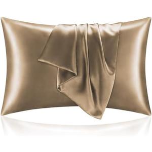 BEDELITE Satin Pillowcase for Hair and Skin, Super Soft and Cooling Similar to Silk Pillow Cases 2 Pack with Envelope Closure, Gift for Women Men(20"x30" Queen Size, Tawny Brown)