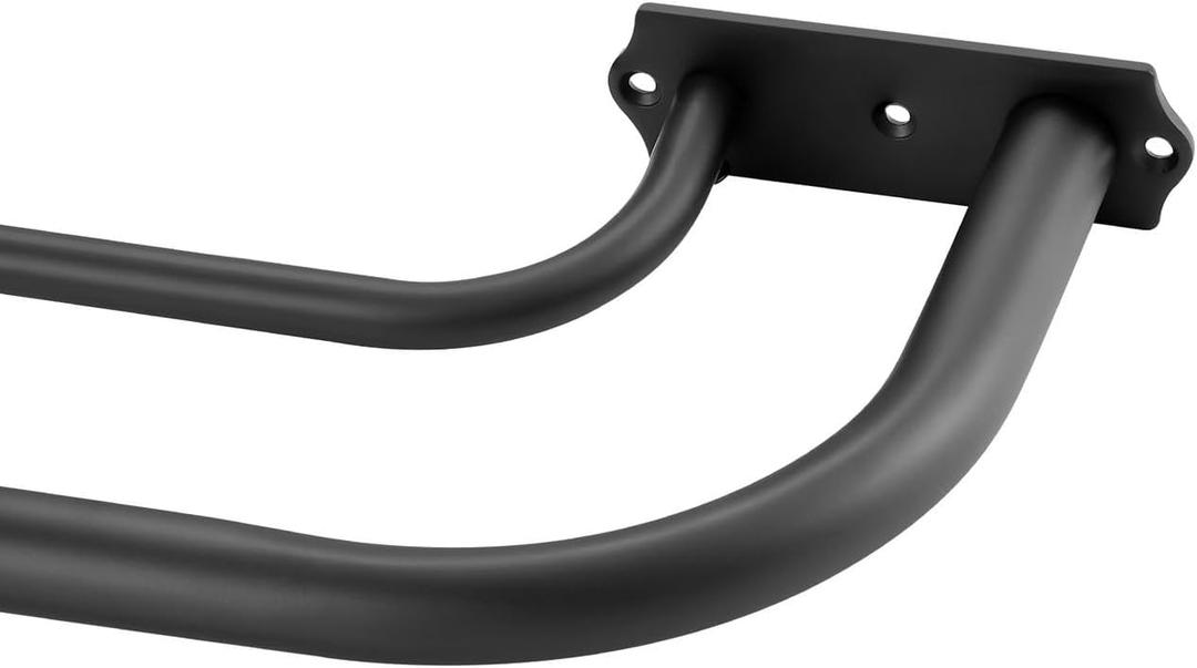 Matte Black Double Curtain Rods - 84-120 Inches, Wrap Around Design, Room Darkening, Adjustable 1-Inch Front and 5/8 Inch Back