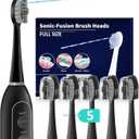 Replacement Heads for Water pik Sonic Fusion 2.0, Extra-Large Size Flossing Toothbrush Head fit for Water pik SF-01 SF-02 SF-03 SF-04 (Black, 5 Count)