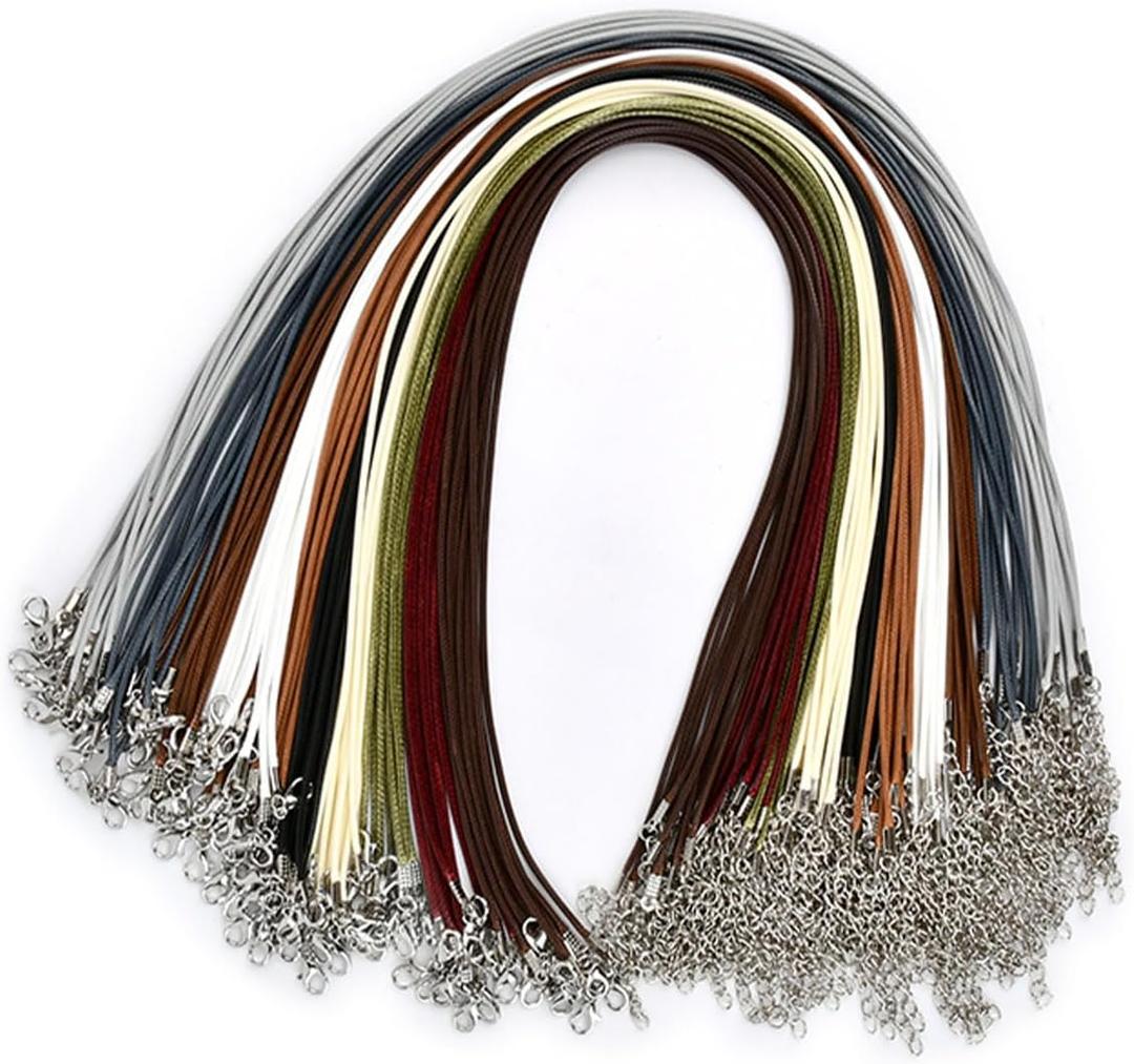 100Pcs Leather Necklace Cord Bulk with Clasp, 20inch Colorful Necklace Bracelet Chains String Rope Cord for Jewelry Making Supplies Pendants Charms 100Pcs Leather Necklace Cord Bulk with Clasp, 20inch Colorful Necklace Bracelet Chains String Rope Cord for Jewelry Making Supplies Pendants Charms