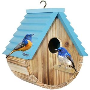 Bird House, Auslar Wooden Bird Houses for Outside, Birdhouse for Outdoors, Hanging Bluebird House for Cardinals Finch Wren Swallow for Garden Viewing
