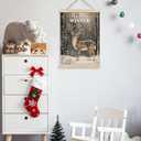 GDJIEGBC Winter Reindeer Christmas Wall Art Decor, Rustic Christmas Decor, Snowy Reindeer Forest Winter Landscape Poster Hanging Wall Decoration for Home Bedroom Living Room, 12x16 Inches (color 10)