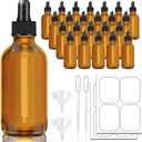 24 Pack 4 oz Amber Glass Dropper Bottle with 2 Pipettes, 2 Funnels & Labels
120 ML Empty Tincture Bottle with Droppers, for Essential Oils, Face Serum, Hair Oils, Ideal for Travel, Home use, Storage