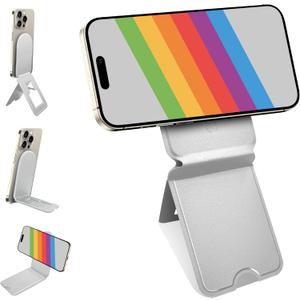 Phone Stand, Magnetic Phone Tripod, Eco-Friendly & Stain-Resistant Leather, Angle Adjustment & Strong Magnet Tripod for iPhone 16/15/14/13/12 (Included Metal Ring)-White