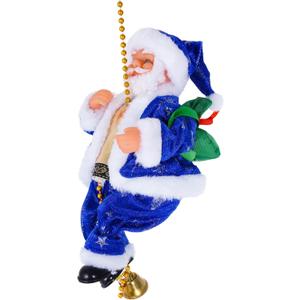 Santa Claus Climbing Decoration - Hanging Christmas Tree Creative with Beaded Rope for Indoor Party Home Ornaments Gift (Blue)