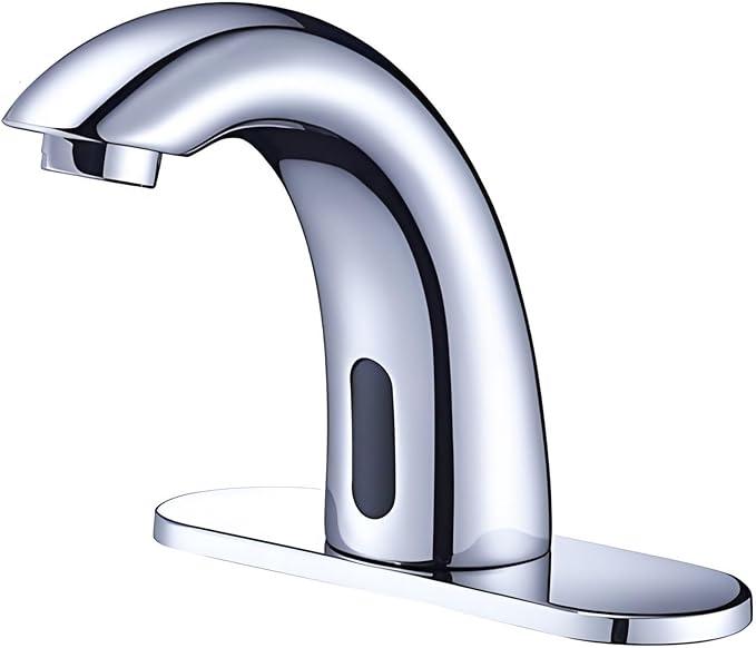 Touchless Bathroom Sink Faucet - Automatic Motion Sensor Restroom Toilet Faucet - Battery Operated for Commercial Lavatory, Chrome