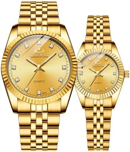 MASTOP Couple Watches Swiss Brand Golden Watch Men Women Stainless Steel Waterproof Quartz Watch…