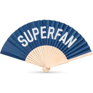 Abbott Collection Superfan Folding Hand Fan | Wood/Cotton, Navy Blue, 16"W
