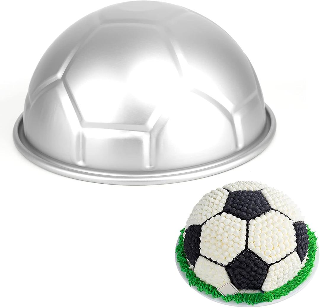 8 inches Football Cake Pan, Soccer Cake Pan, DIY 3D Birthday Pan, Aluminum Ball Cake Molds Nonstick Baking Tool