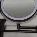 DECLUTTR 9 Inch Wall Mounted Lighted Makeup Mirror, Double-Sided Magnifying Mirror 1x/10x, 3 Colors Lighted Makeup Mirror, Touch Dimmable 360 Rotation Foldable Light Up Mirror, Bronze (Brown-led)