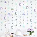 GCQQ 10th Birthday Decorations - 46FT Iridescent 10 year old Circle Dot Twinkle Star Garland 10th Birthday Metallic Holographic Streamer Banner Backdrop for Girls Boys Teen Kids Birthday Party Decor