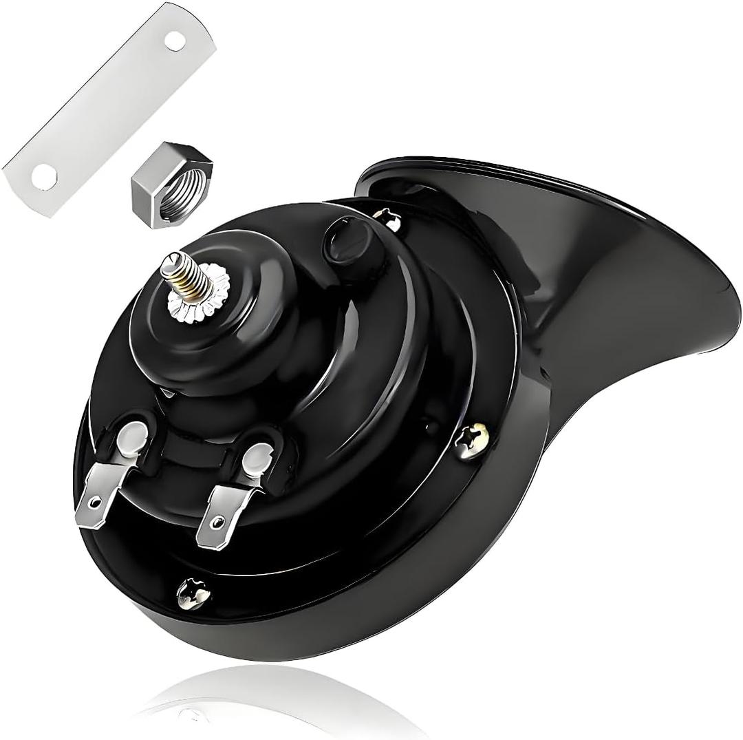 Super Loud Car Snail Horns, 12V 300DB Durable Car Horn Kit, High Low Tone Universal Waterproof Car Air Electric Snail Horn, Vehicle Air Horn Replacement for Motorcycle Truck (Black, 1 PCS)