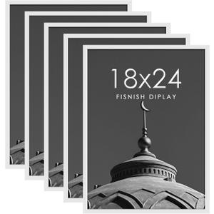 18x24 Frame 5 Pack, White Poster Frames 18 x 24 for Horizontal or Vertical Wall Mounting