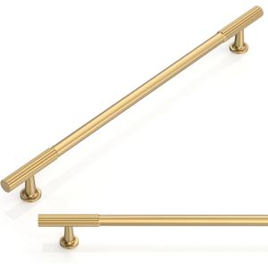 10 Pack Brushed Brass Cabinet Pulls 10 Inch(256mm) Kitchen Cabinet Handles Cabinet Hardware for Drawer Pulls (10" Hole Center)