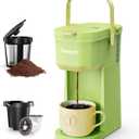 Tastyle Single Serve One Cup Coffee Maker, for K Cups and Grounds, Mini Coffee Maker with Portable Handle, 6 to 12 Oz Brew Size, for Travel, Camping, Office, RV and Dorm, 120V, Lime Green