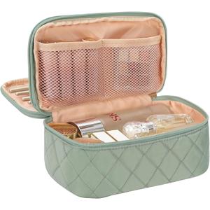 Relavel Small Makeup Bag, Travel Cosmetic Bag Make Up Pouch, Small Makeup Organizer Bag for Women, Waterproof Handbag Toiletry Bag Essentials for Daily Use (Green)