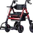 Ambliss 2-in-1 Rollator Transport Wheelchair Combo for Seniors with seat | Heavy-Duty Bariatric Walker 450lbs|10" Rear & 8" Front All Terrain Wheels|Adjustable Height|Foldable Mobility Aid for Adults