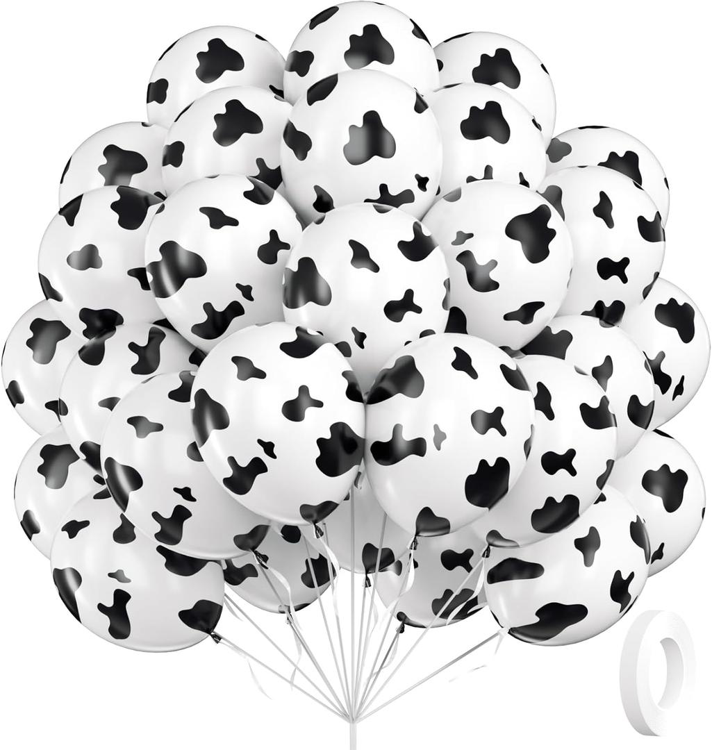 60pcs Cow Print Balloons, Latex Cow Balloons for Farm Cowboy Cowgirl Rodeo Western Baby Shower Birthday Party Decorations