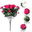 HyeFlora Artificial Faux Outdoor Flowers Plants for Spring Summer Decoration, Fake Silk Hotpink Camellia UV Resistant Look Real for Planter Outside Front Door Porch Patio Balcony, 3 Large Bundles