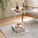 Acrylic C-Shaped End Table, Modern Clear Sofa Side Table for Living Room, Small Bedside Table for Bedroom, Simple Coffee Snack Table, 11.81" L x 25.59" W x 11.81" H