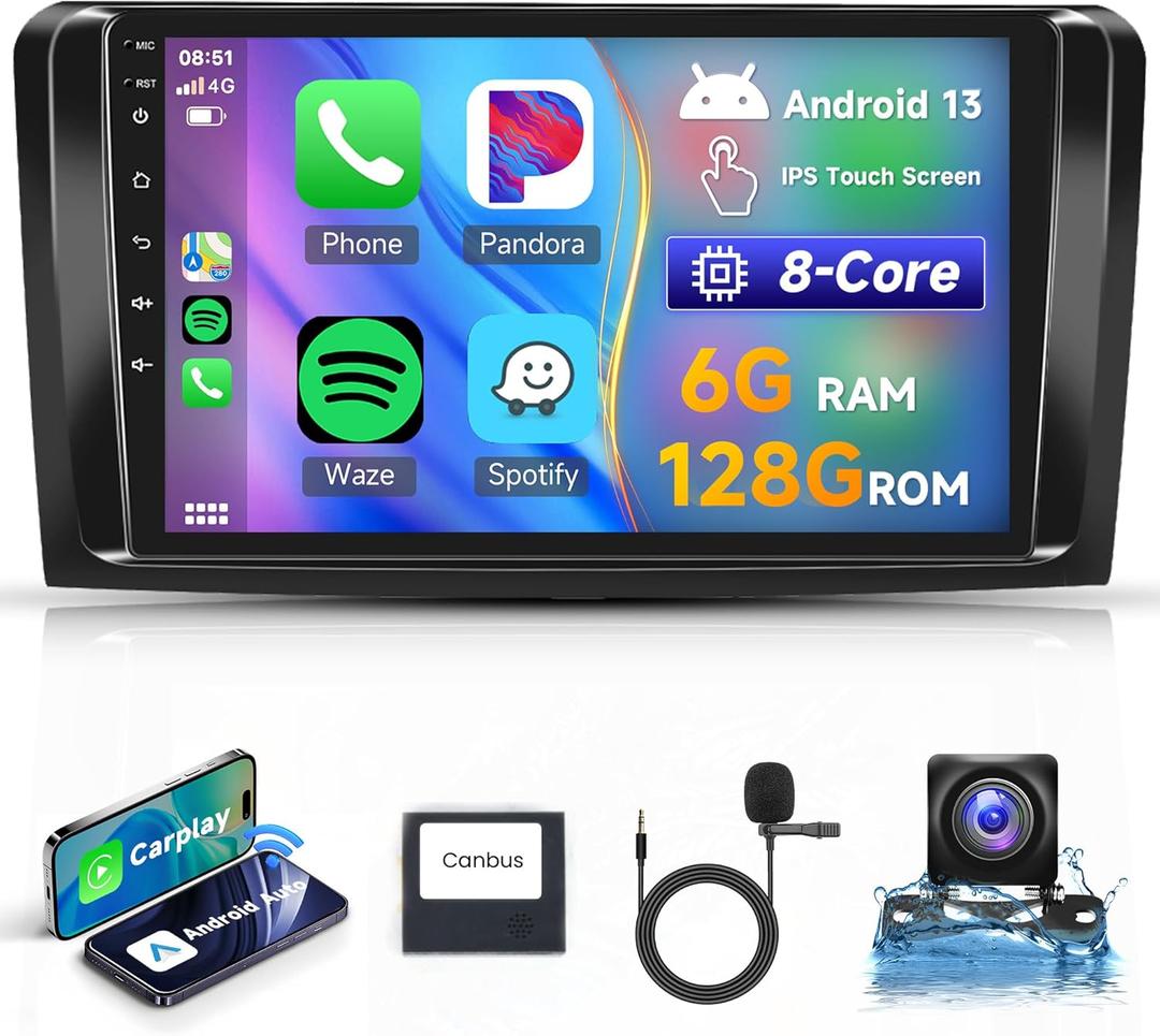 8 Core 6+128G Android Car Stereo for Mercedes Benz GL ML W164 X164 ML350 ML500 ML280 GL320 GL350 GL450 2005-2011, 9'' Wireless Carplay Android Auto Radio Bluetooth WiFi GPS FM DSP Backup Camera SWC