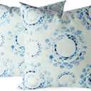 HPD Half Price Drapes Textured Cotton Printed Cushion Pillow Covers (Set of 2) - Decorative Throw Pillow Covers 18x18 Inch for Bedroom and Living Room - Droplets Light Blue