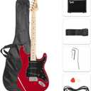GLARRY Full Size Electric Guitar for Music Lover Beginner with 20W Amp and Accessories Pack Guitar Bag (RED, 39" Right Handed)