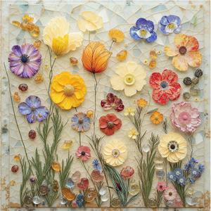 Naturelish Jigsaw Puzzles for Adults 1000 Pieces, Colorful Flower Puzzle, Vibrant Square Puzzle Challenging Game for Family Activity Home Decor, 24x24 Inches, Stone Flowers (White)