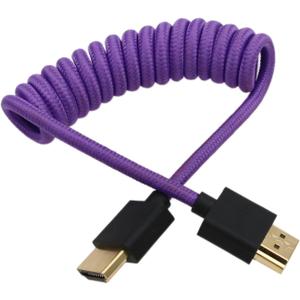 4K 8K 60p Cable Type A HDMI 2.1 to HDMI Braided Coiled for Atomos Ninja V SmallHD Blackmagic Portkeys Feelworld Monitor Fuji X-T5 Sony FX30 A7R5 Canon Nikon Z9 Camera Purple