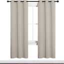 NICETOWN Blackout Curtains for Bedroom, 72 inches Long Curtains & Drapes for Living Room, Thermal Insulated Window Treatment Draperies for Nursery (Natural, 34" by 72")