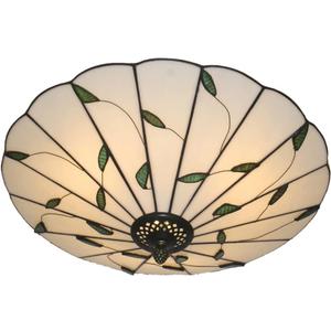 16 Inch Tiffany Style Stained Glass Ceiling Light Tiffany Flush Mount Ceiling Light Vintage Chandeliers Lamps Pendent Light Lighting Fixtures (16 Inch White Leaf)