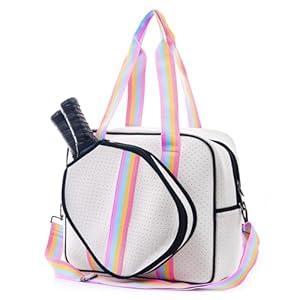 ALL4PICKLE Cute Pickleball Bags for Women and Men, Pickle Ball Bag Tote for Women, Pickleball Sling Bag for Women Rainbow