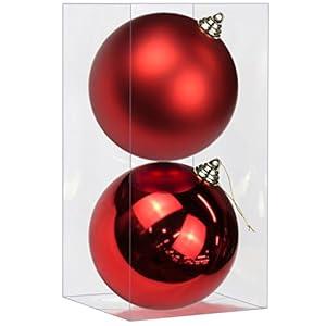 Christmas Ornaments Balls 5.9" Large Christmas Decorations Xmas Tree Shatterproof Big Red Christmas Ball Ornaments with Hanging Loop for Wedding Holiday Halloween Party Indoor Outdoor Decor 2 Pcs