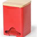 Ceramic Tea Bag Storage Organizer Caddy Holder with Lid (Red)